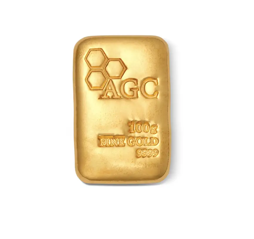 AGC 100g Gold Bullion Cast Bar 9999